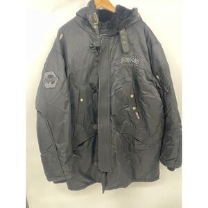 AKDMKS / Akademiks Black Insulated Parka 3X Faux-Fur Hood Streetwear Y2K